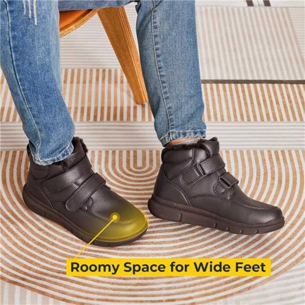 Men's Extra Wide Winter Boots Fur Lined Snow Boots Waterproof
